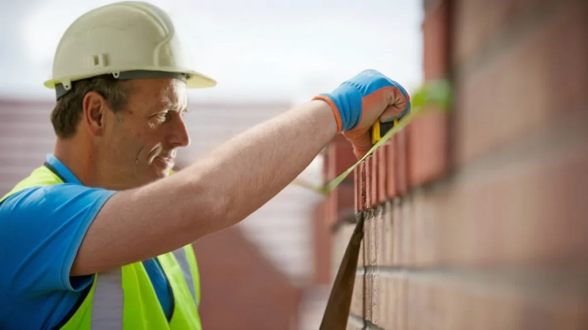 Bricklayer Putting Finishing Touches To Wall