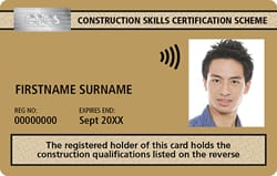A CSCS card contains personal details of the holder and a photograph.  Qualifications held are on the rear.