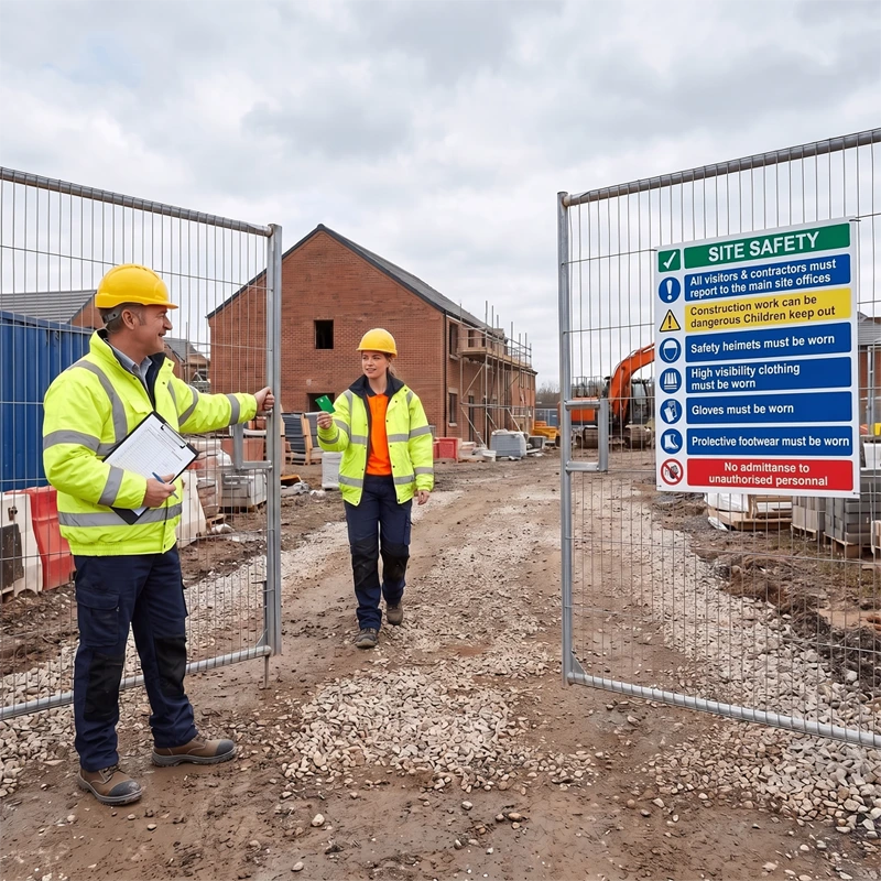 Construction Worker Producing CSCS_Card For Inspection On Arrival at Site
