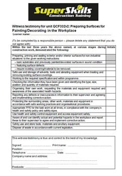 Witness Testimony for NVQ Level 2 Painting