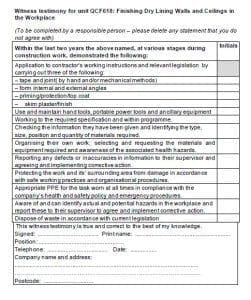 Witness Testimony - Dry Lining Finishing