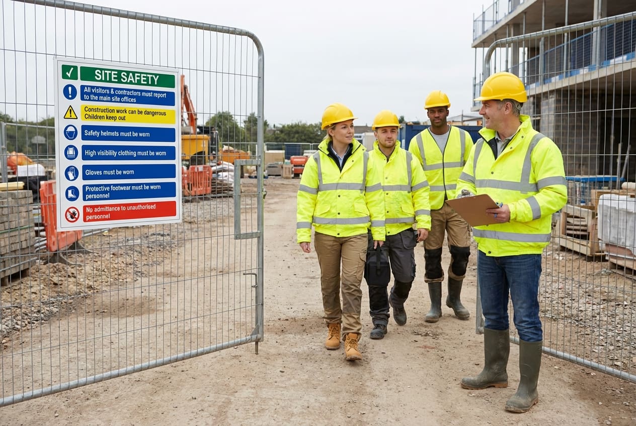 Workers Arriving At A Construction Site