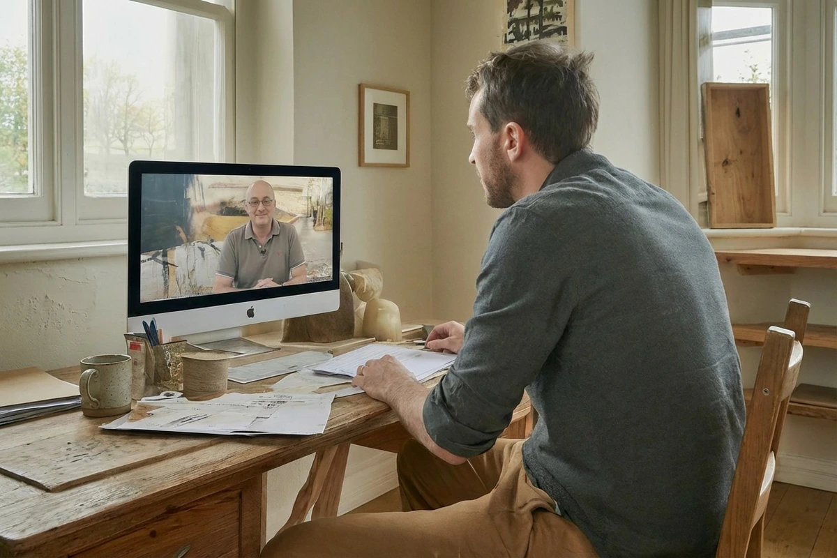 Remote NVQ professional discussion between construction assessor and candidate